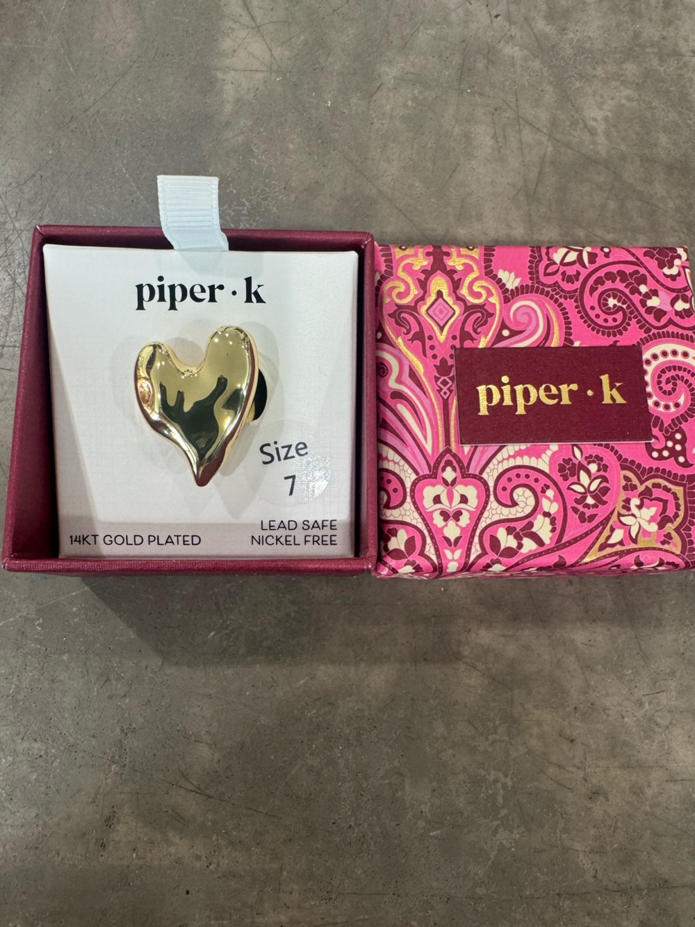 Piper•K Gold Heart Ring💛Shiny FUN Finish,very versatile, other sizes available